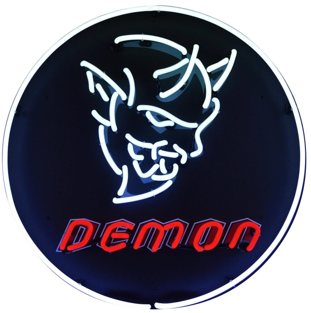 dodge demon neon garage sign