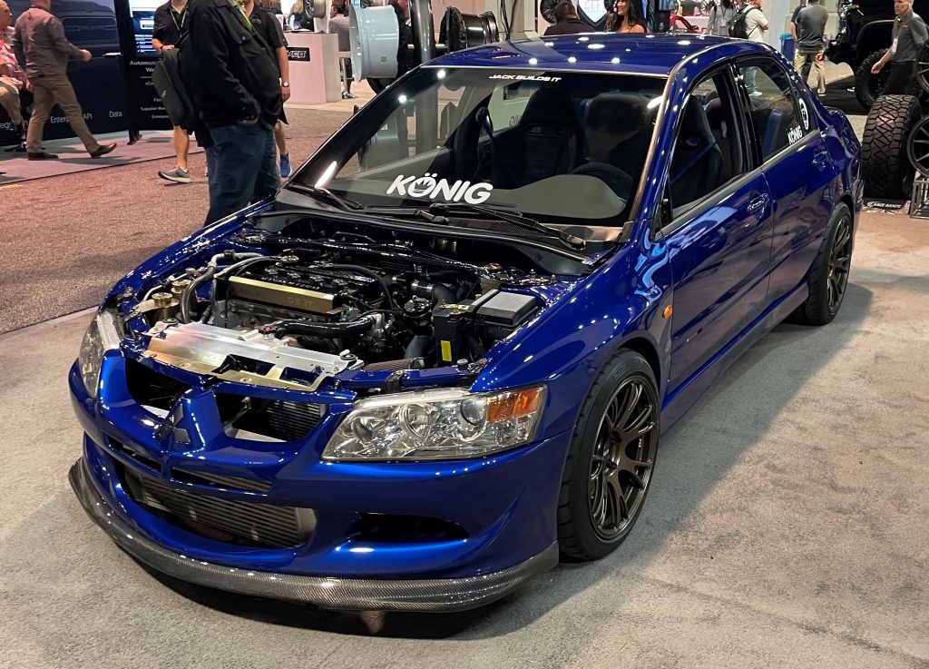 mitsubishi evo on display