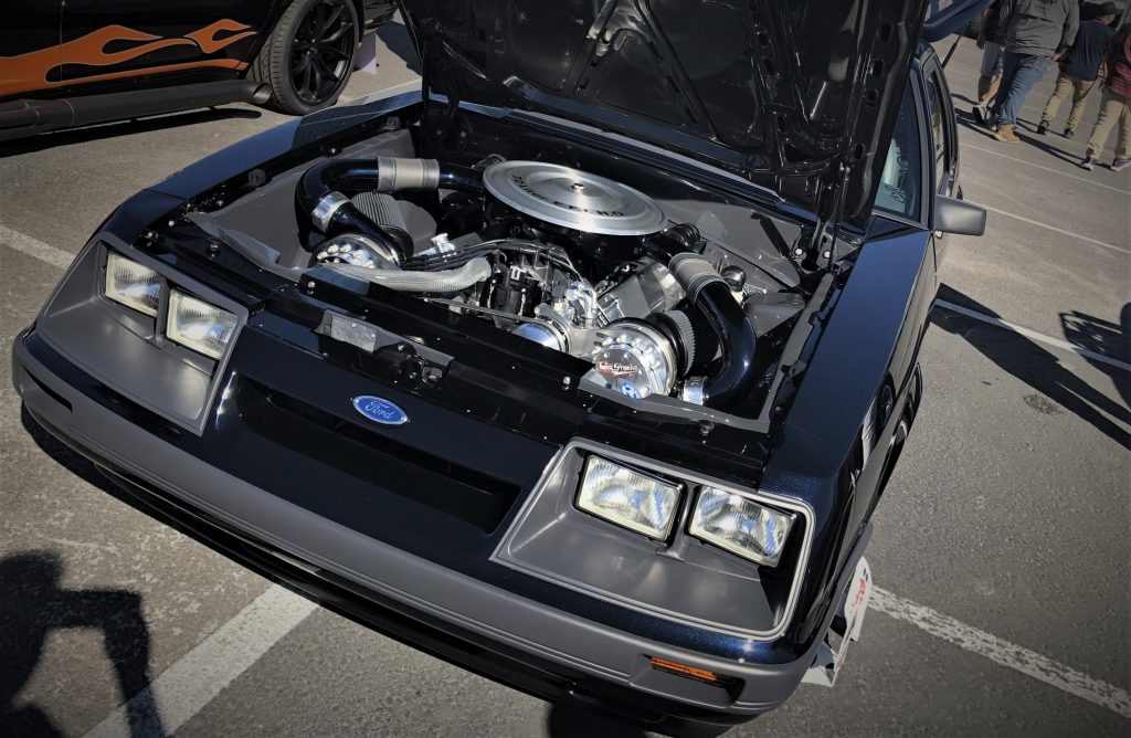 fox body mustang with 7 liter v8 front quarter