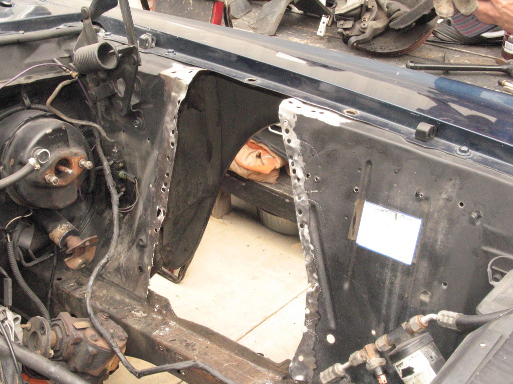 vintage ford mustang fender with shock tower removed