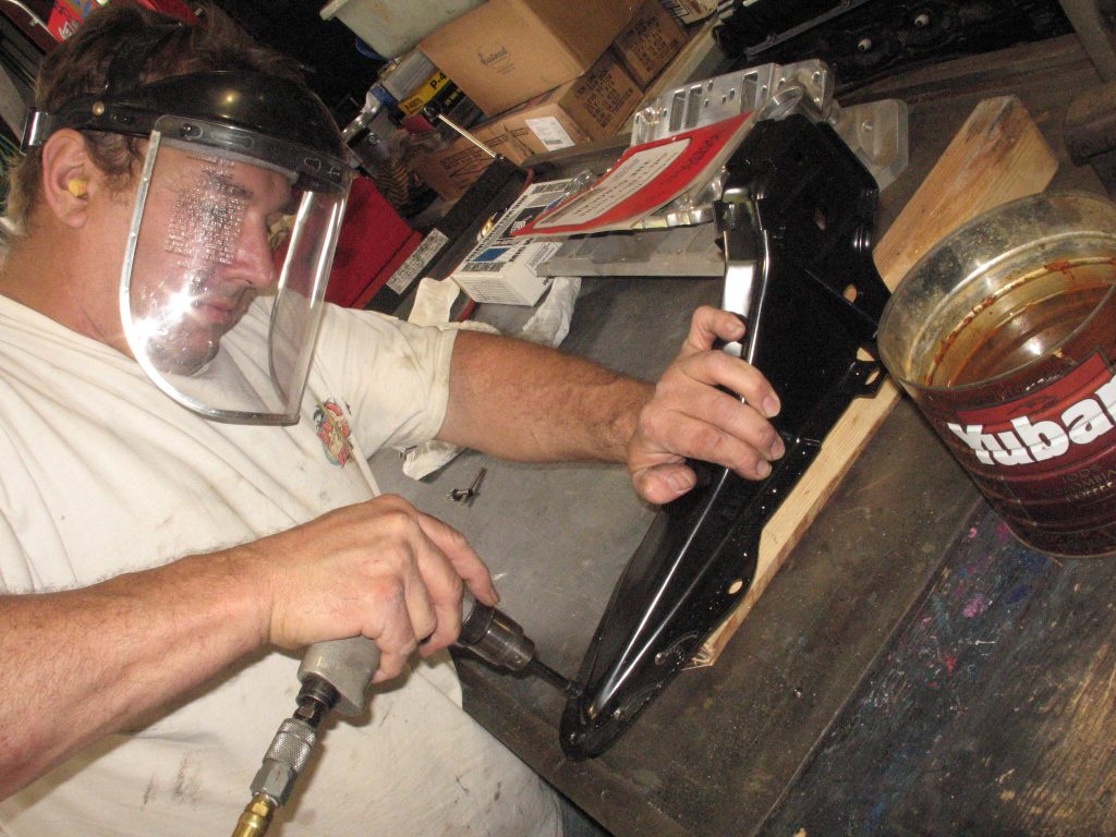drilling holes into a ford mustang shock tower replacement