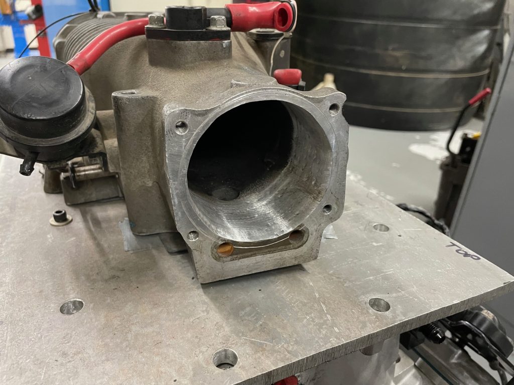 close up of intake snout on an engine blower