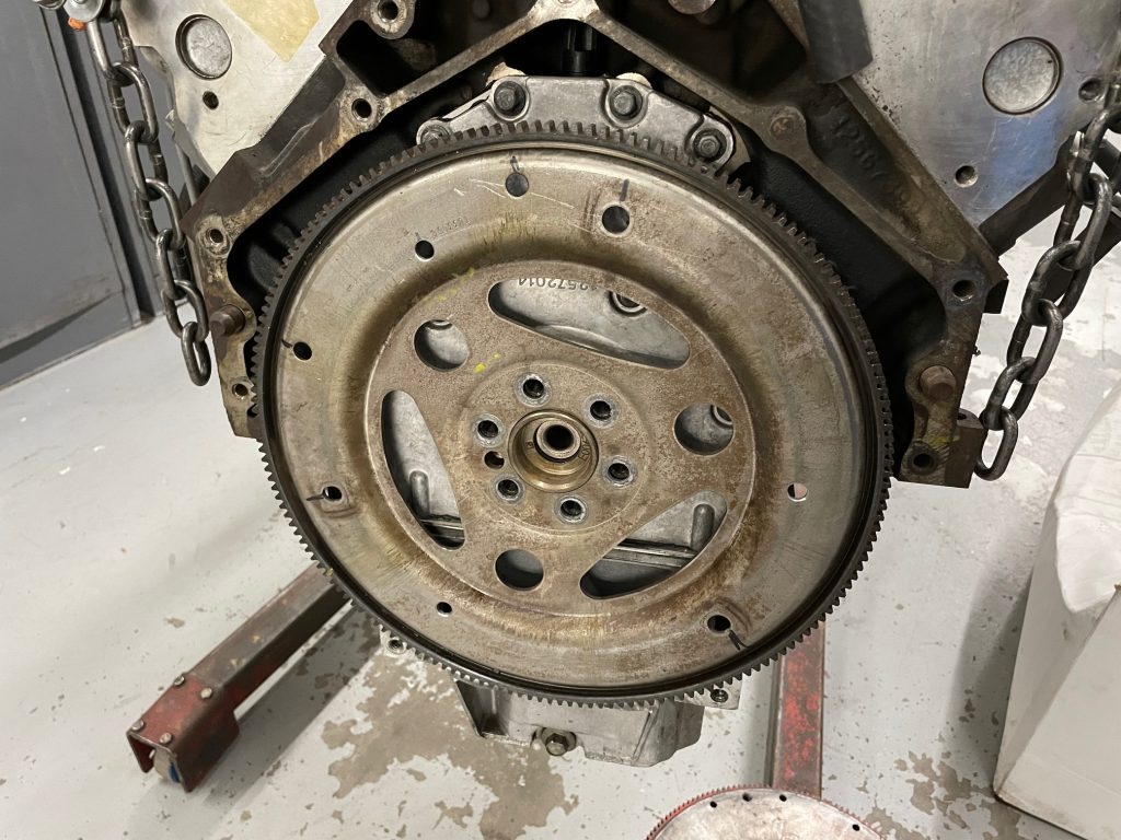 Flywheel installed on an engine