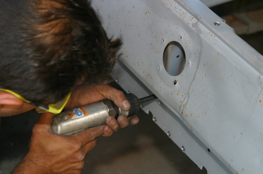 removing spot welds on a vintage car body