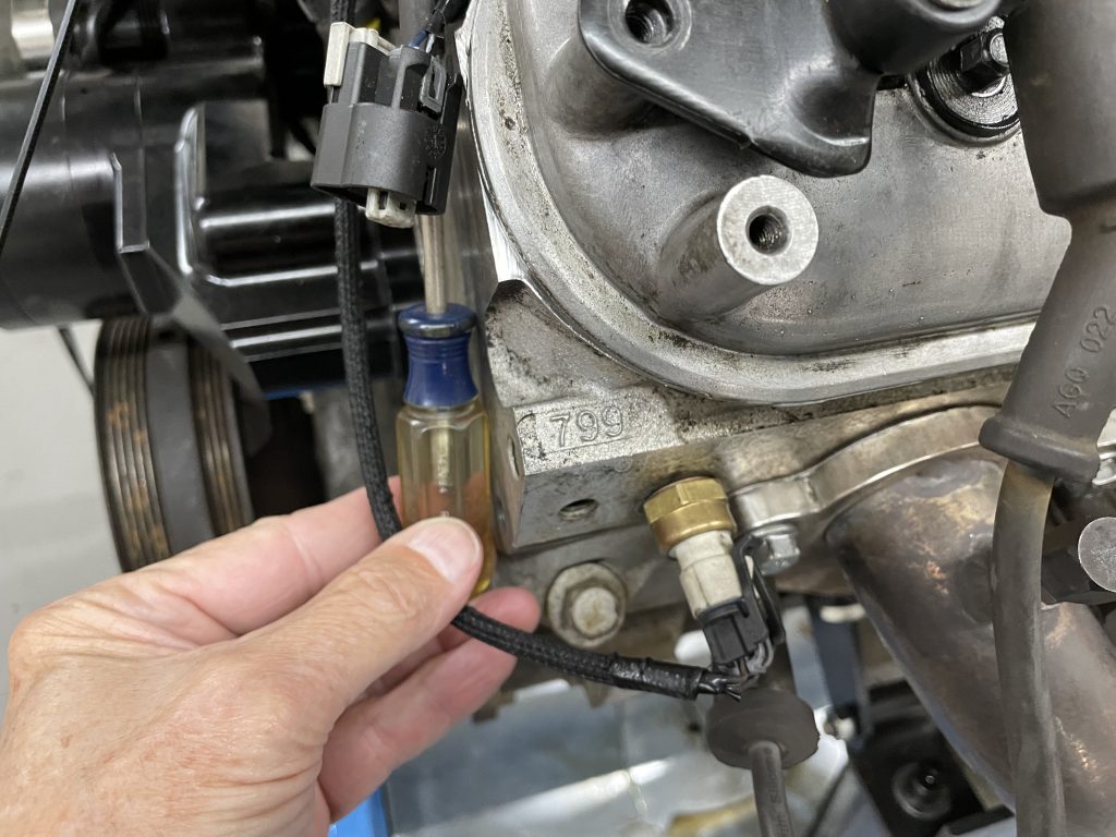 close up of 799 casting number on an ls engine cylinder head