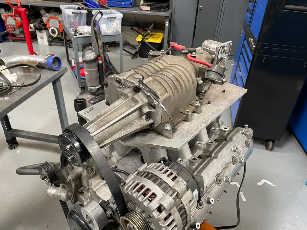 blower mounted atop an ls engine