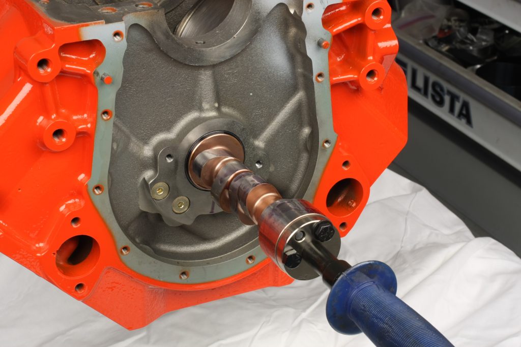 installing camshaft into an engine block