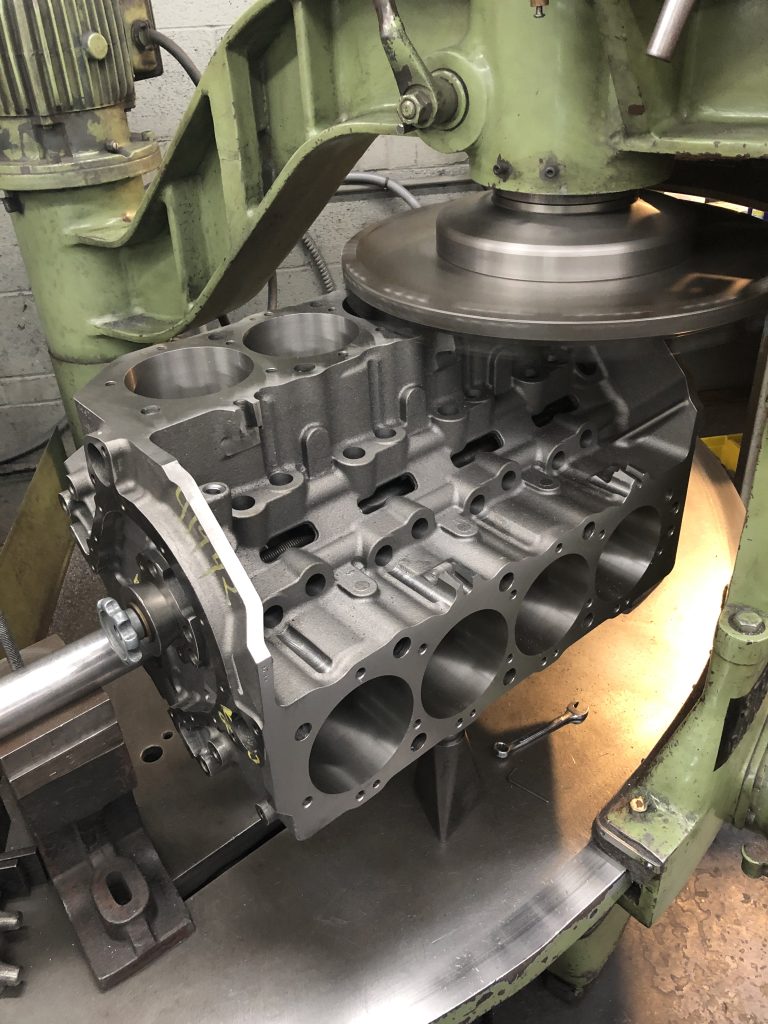 engine block in decking machine