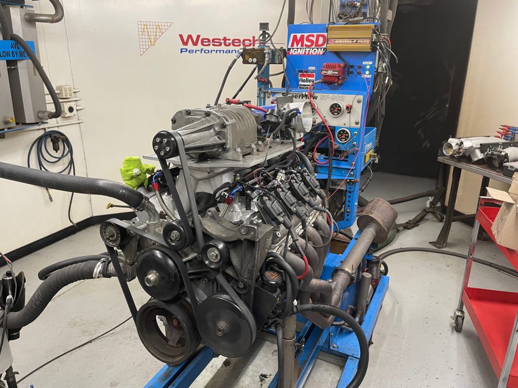 Supercharged engine on a dyno
