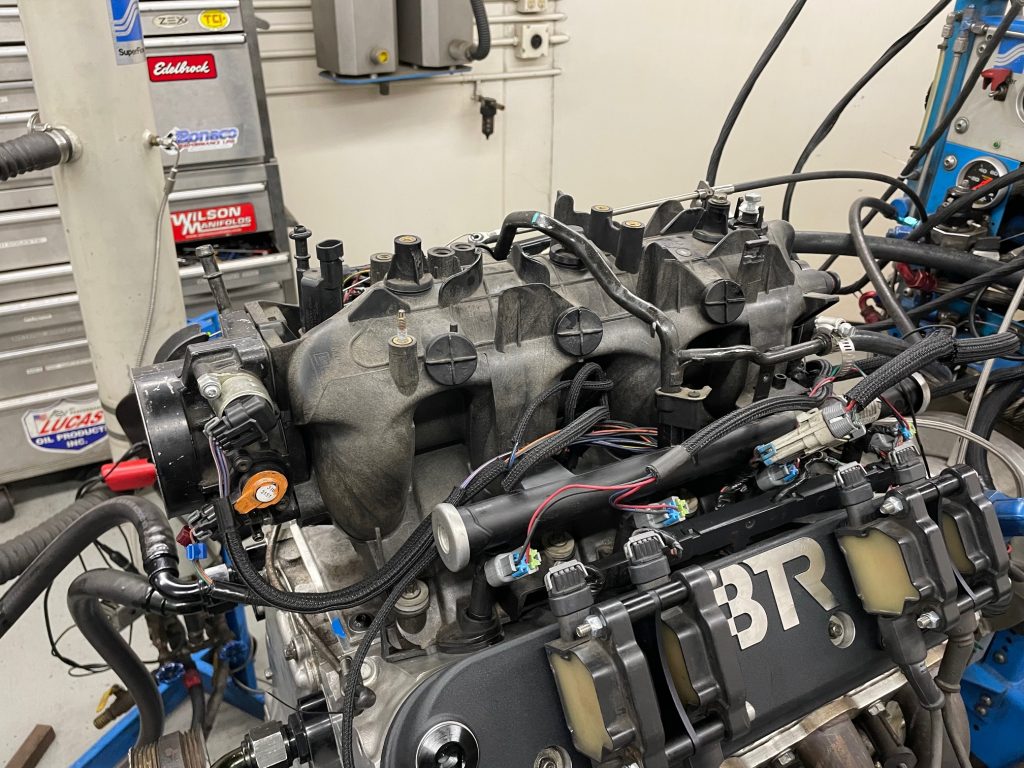 top view of an intake on an ls engine