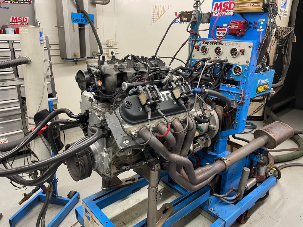 ls engine on a dyno for a test run