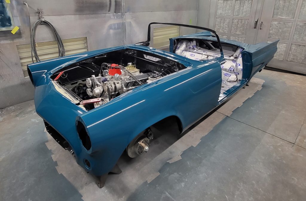 1957 ford thunderbird in paint booth