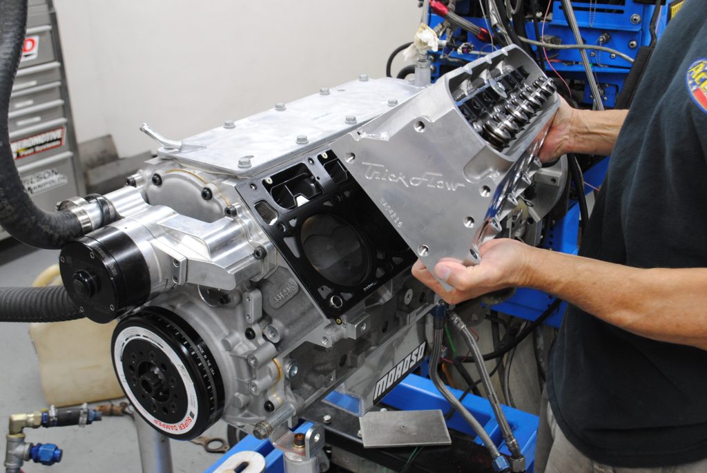 installing trick flow heads onto a v8 ls engine