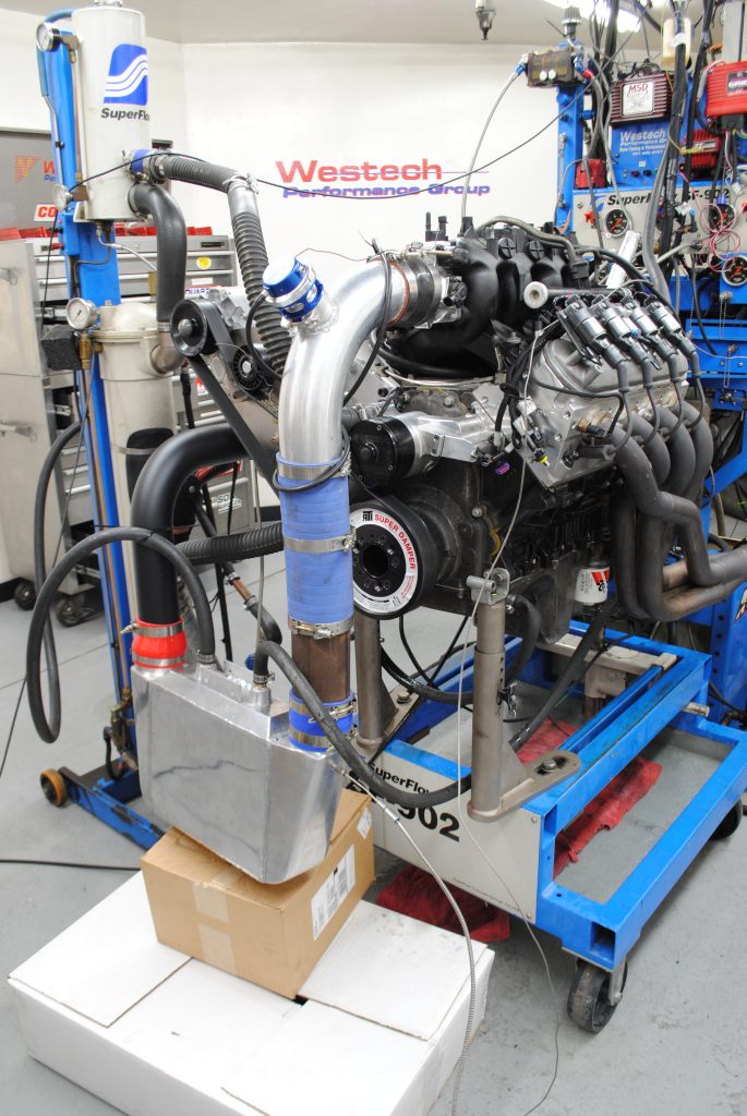 air to water intercooler used on an engine dyno
