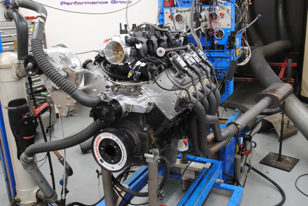 ls engine on a dyno test pull