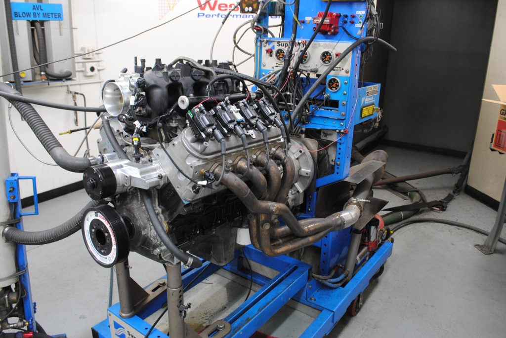 ls engine being run on a dyno