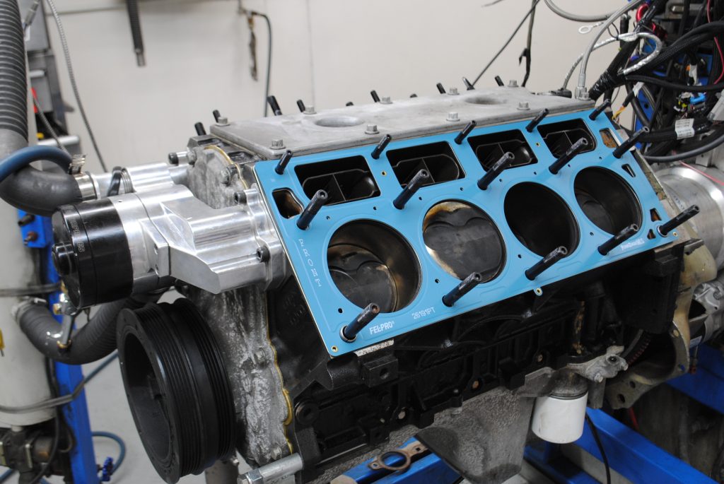 cylinder head gasket placed on an ls engine
