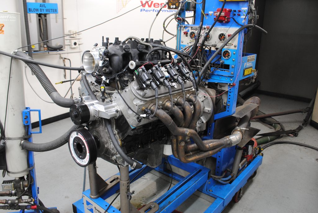 ls engine on a dyno pull