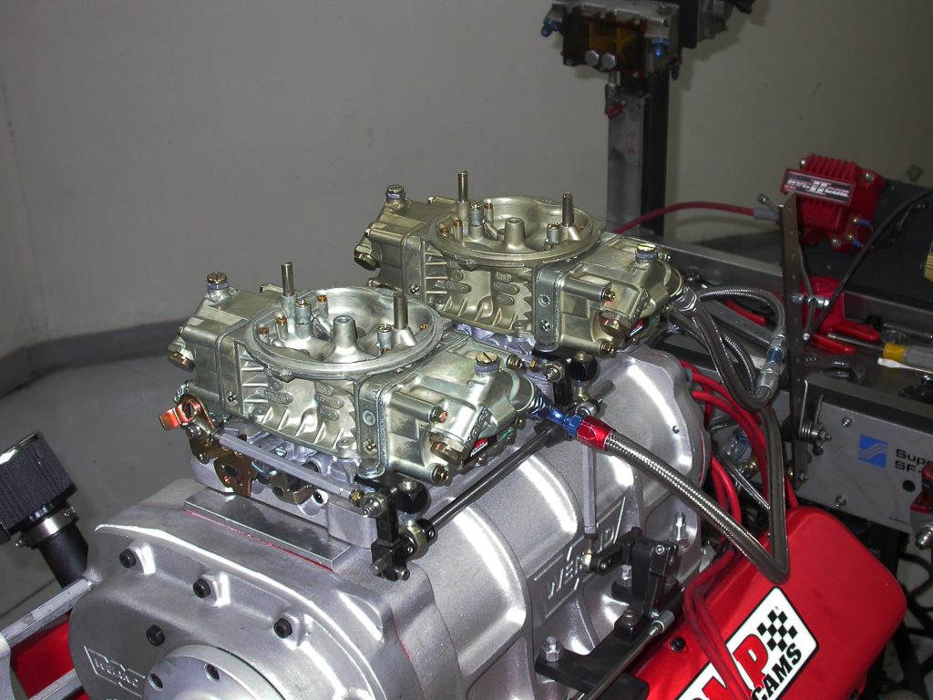 dual quad carburetors on a big block chevy v8