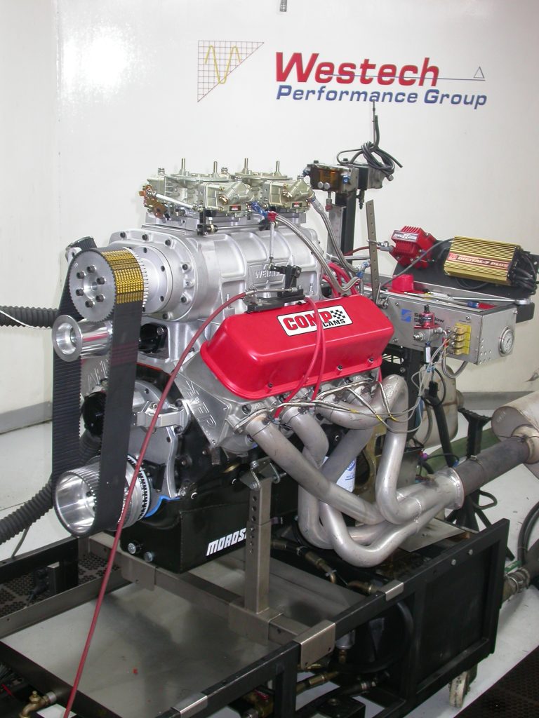 supercharged dual-quad chevy big block on dyno test