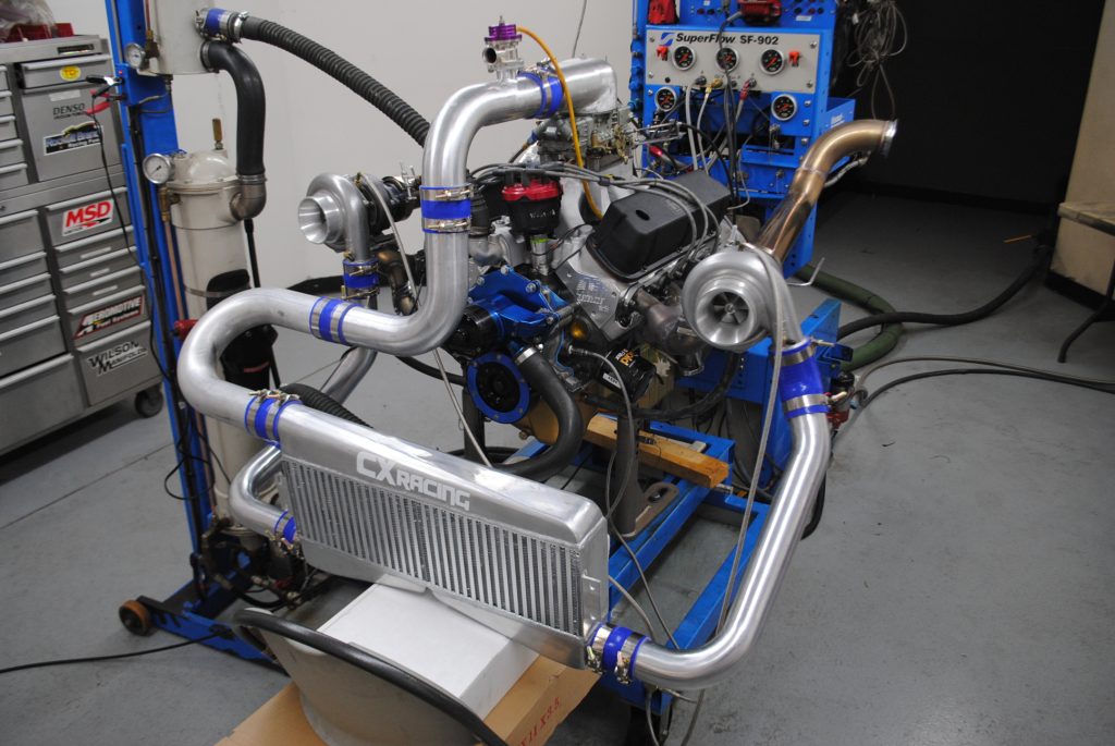 intercooled & turbo engine on an dyno test pull