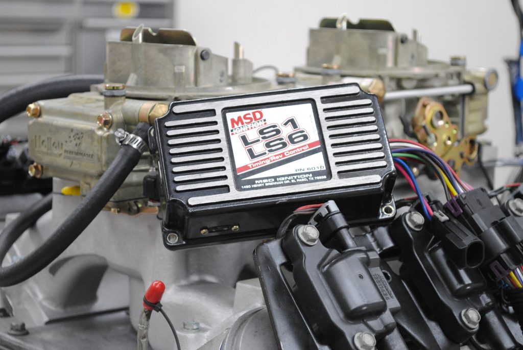 msd ignition box sitting on an engine