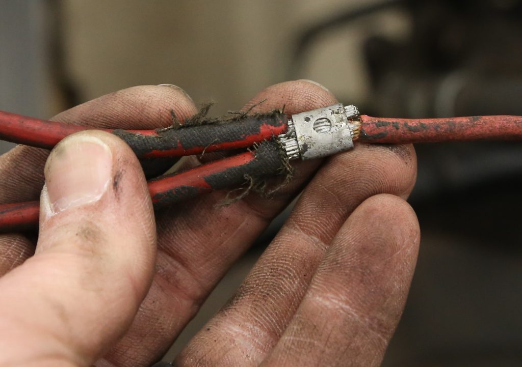 a crusty old wire crimp splice