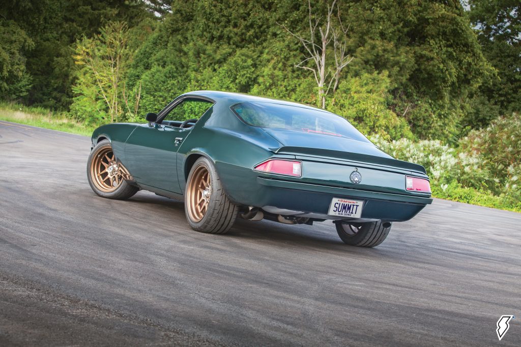 rear quarter view of a custom 1974 Chevy Camaro