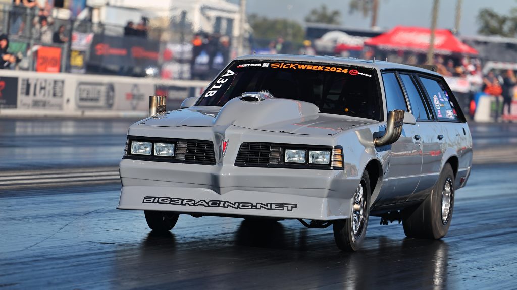 pontiac wagon on dragstrip