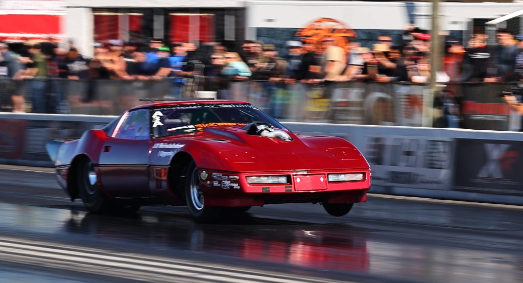 Stefan Gustafsson C4 Corvette on dragstrip at sick week
