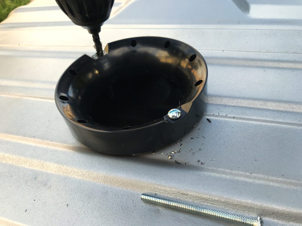 using template to drill holes for in-tank fuel pump conversion