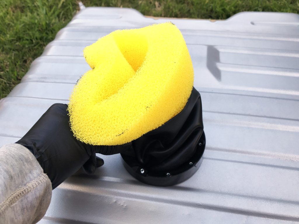 stuffing baffle foam into a fuel tank