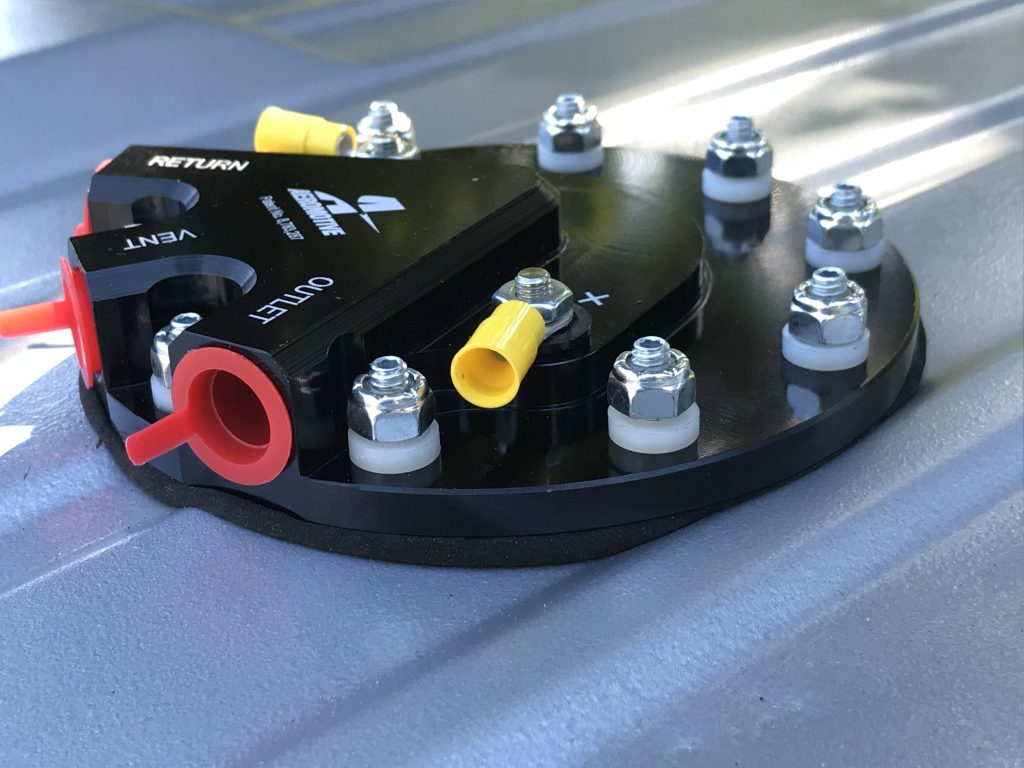Side view of an Aeromotive fuel pump installed