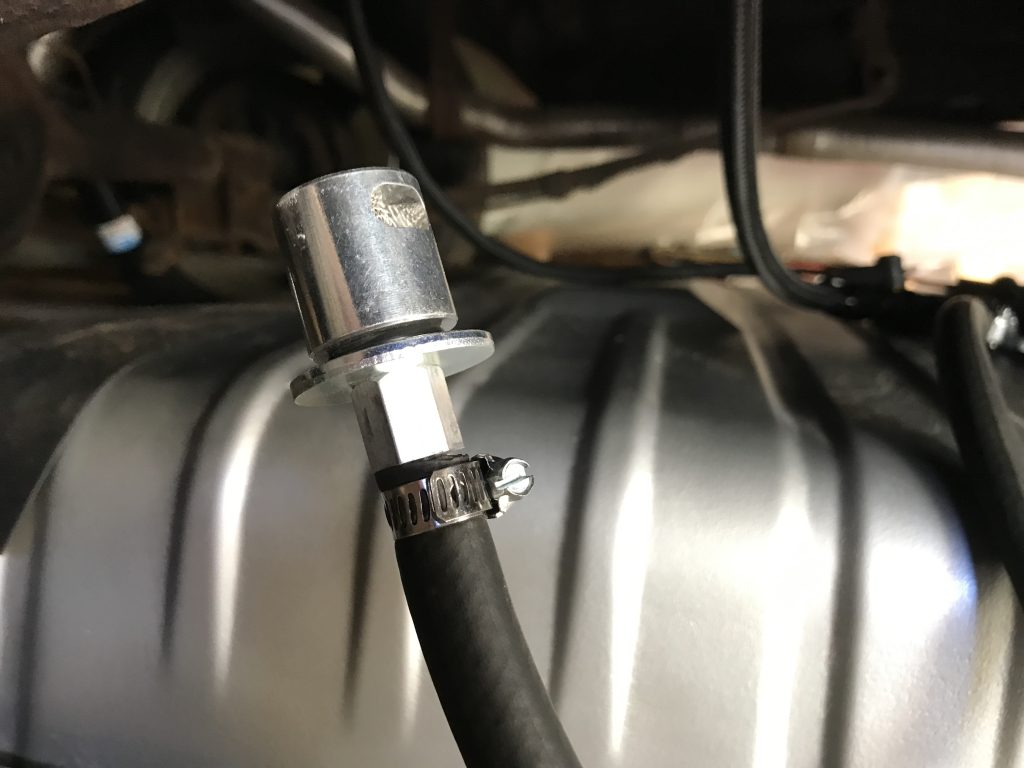 close up of a fuel line fitting