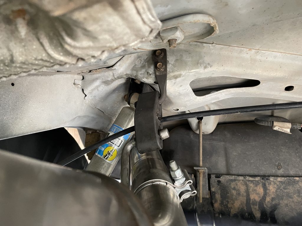 a rubber exhaust hanger installed