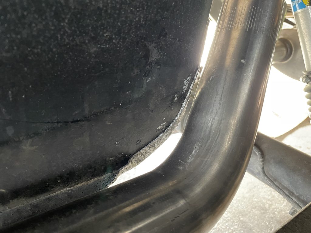 body clearance with a section of exhaust tubing