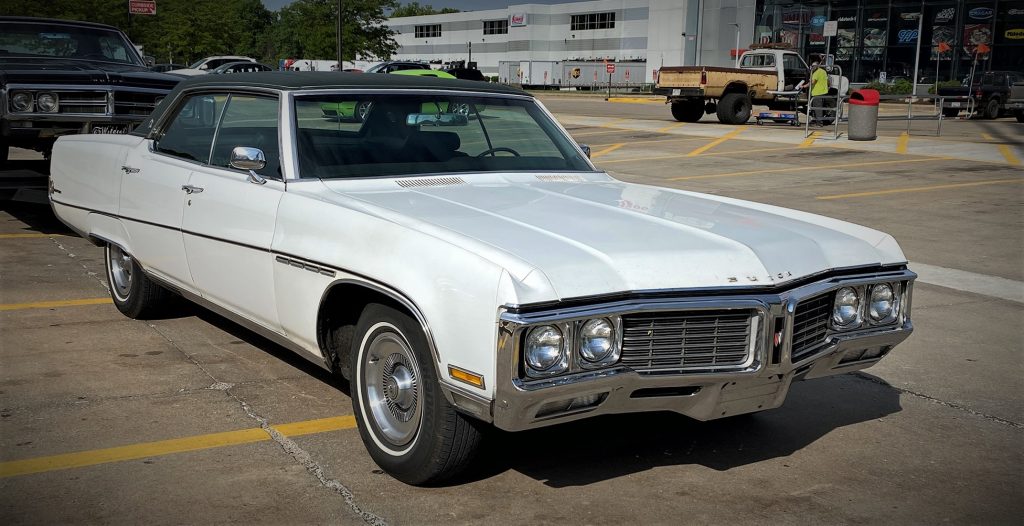 white 1970 buick electra sedan