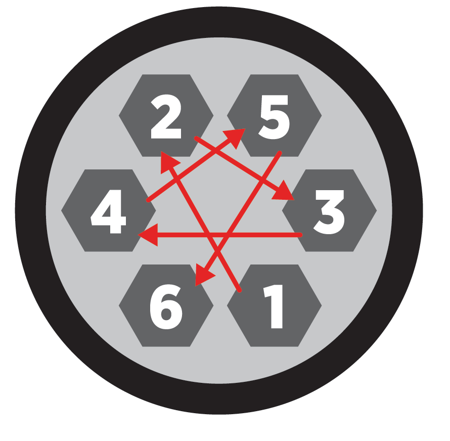6 lug nut wheel tightening sequence diagram