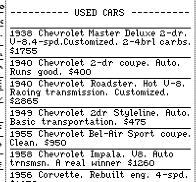 used car classifieds from street rod video game on PC